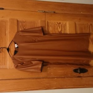 Brown Faux Leather Dress w/ Princess Sleeves